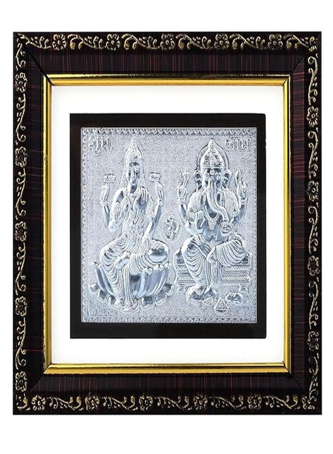 KWIZEAN 999 Pure Silver Lakshmi Ganesha Frame - Hindu Religious Photo Frame for Home, Temple and Pooja Room | Spiritual Gift for Wealth and Prosperity - Image 1